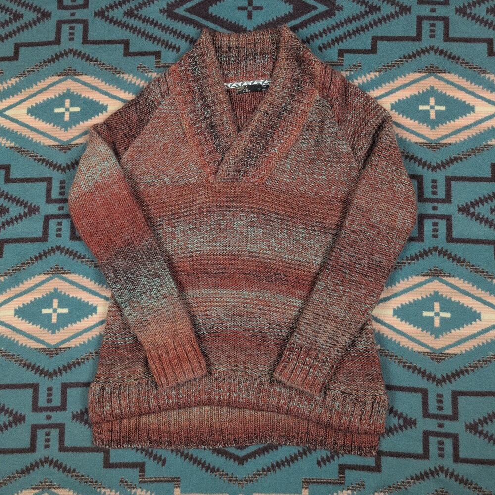 PRANA Sundried Fall Colors CLAUS Pullover V-Neck SWEATER Women Small Boho